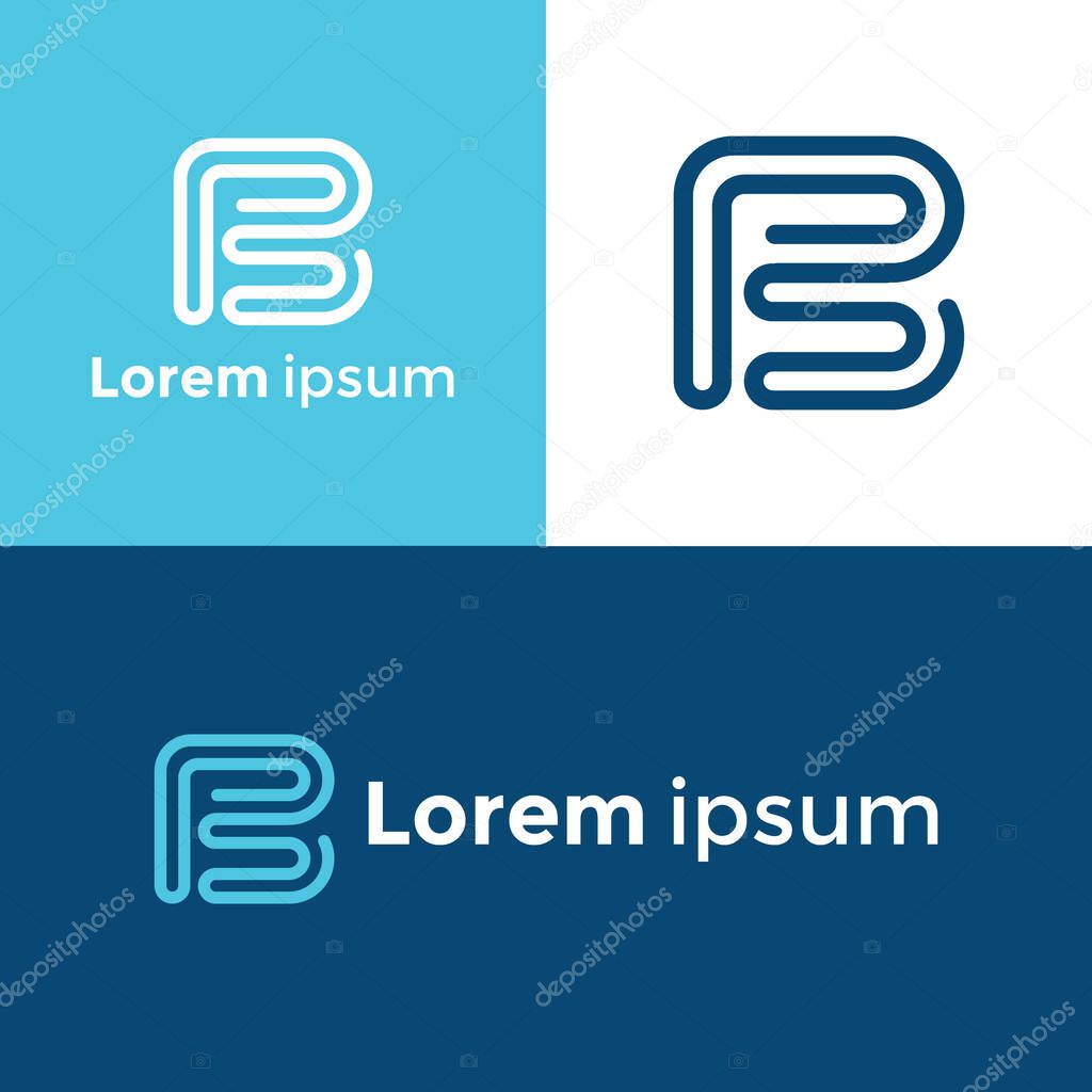 B letter blue logo design, unique creative B font template, modern geometric alphabet B icon monogram