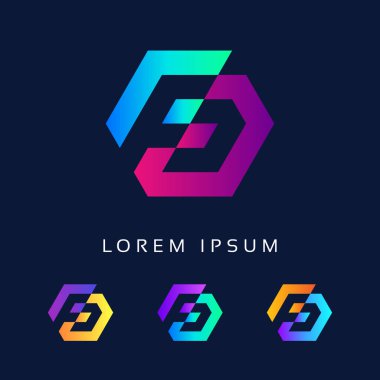 İlk FD logo tasarımı, Letter FD işletmesi ve Finans Profesyoneli Simge şablonu