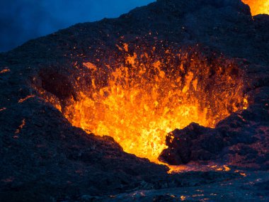 Vulken Geldingardalsgos in Island auf der Halbinsel Reykjanes ausgebrochen im Jahr 2021 vom Berg Fagradalsfall