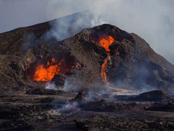 Vulken Geldingardalsgos Island Auf Der Halbinsel Reykjanes Ausgebrochen Jahr 2021 — Foto Stock