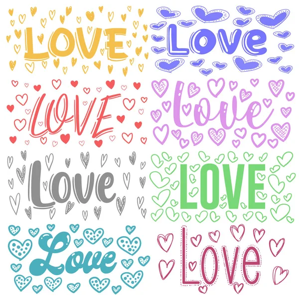Aşkı Yazmanın Sekiz Yolu Farklı Biçim Renkler — Stok Vektör