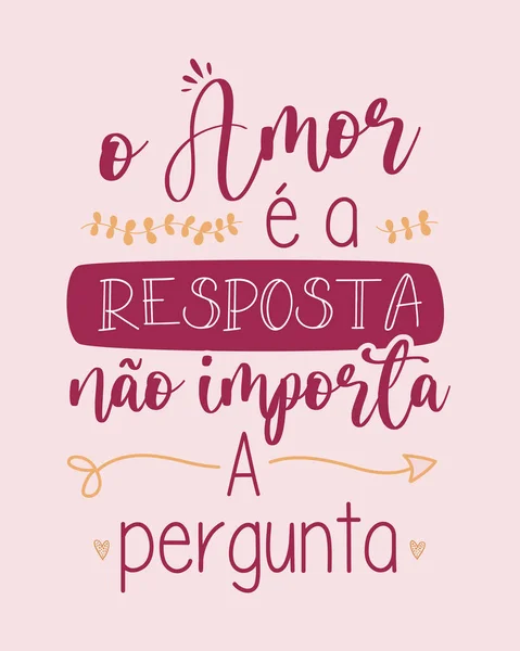 Affiche Amour Portugaise Orange Rouge Traduction Portugais Brésilien Amour Est — Image vectorielle