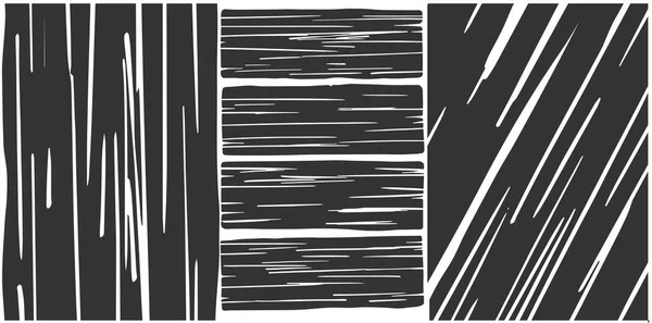 Tres Diferentes Vectores Madera Textura Blanco Negro Horizontal Vertical Diagonal — Vector de stock