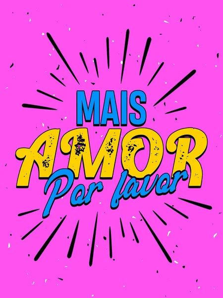 Affiche Portugaise Rose Vibrante Traduction Amour Vous Plaît — Image vectorielle