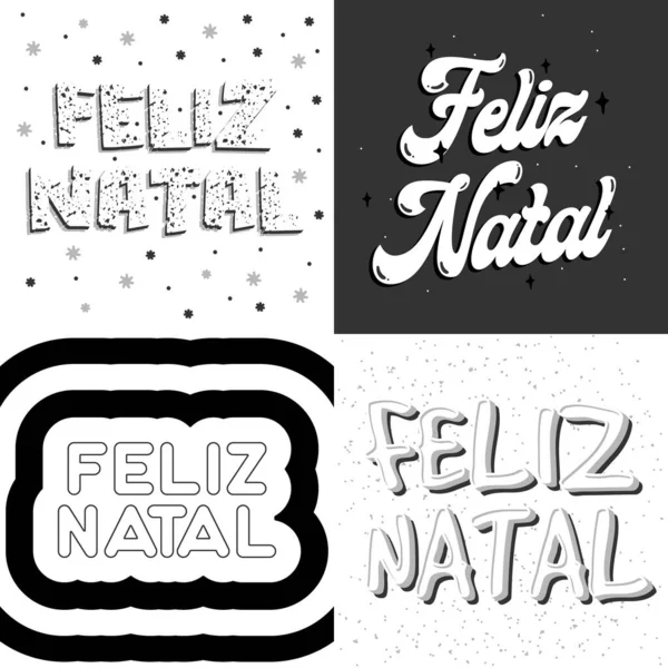 Cuatro Brasileños Portugueses Feliz Navidad Vector Traducción Feliz Navidad — Vector de stock