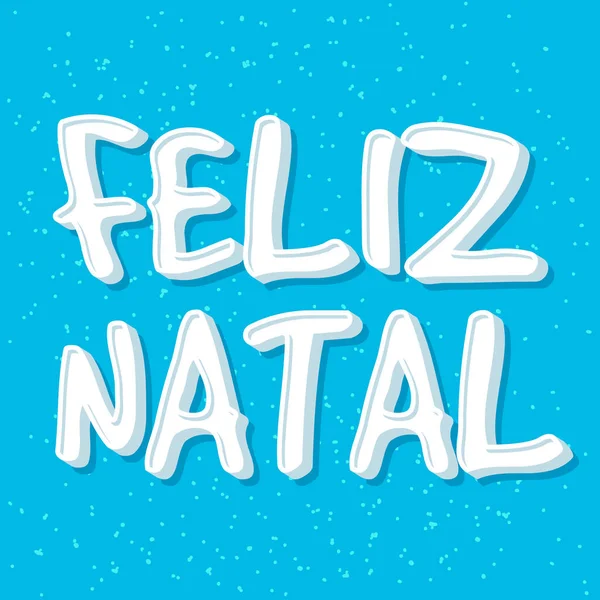 Blue Merry Christmas Portugués Brasileño Traducción Feliz Navidad — Vector de stock