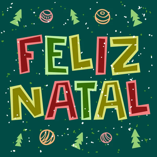 Feliz Navidad Ilustración Infantil Portugués Brasileño Traducción Feliz Navidad — Vector de stock