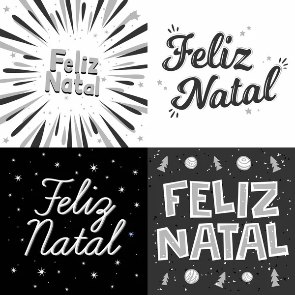 Cuatro Brasileños Portugueses Feliz Navidad Vector Traducción Feliz Navidad — Vector de stock