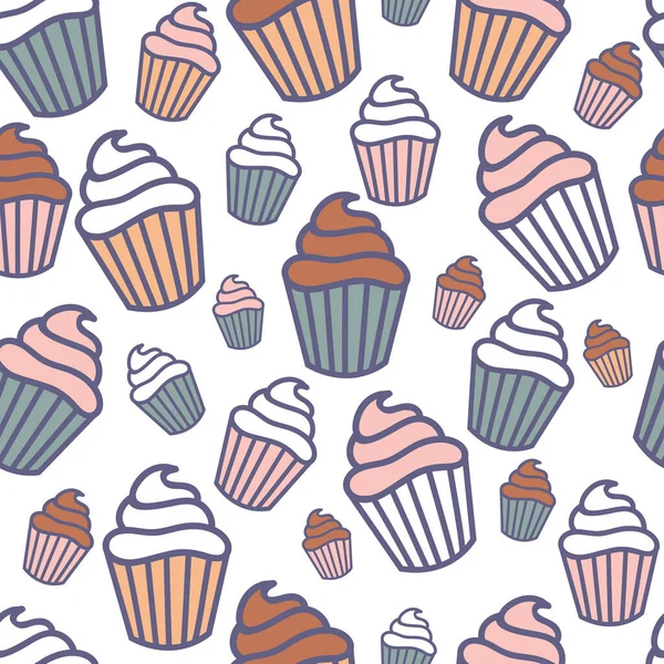 Vector Cupcake White seamless pattern background. Perfect for fabric, scrapbooking, wallpaper projects.