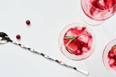 Hafif arkaplanda kızılcık biberiyesi kokteyli..