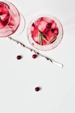 Hafif arkaplanda kızılcık biberiyesi kokteyli..