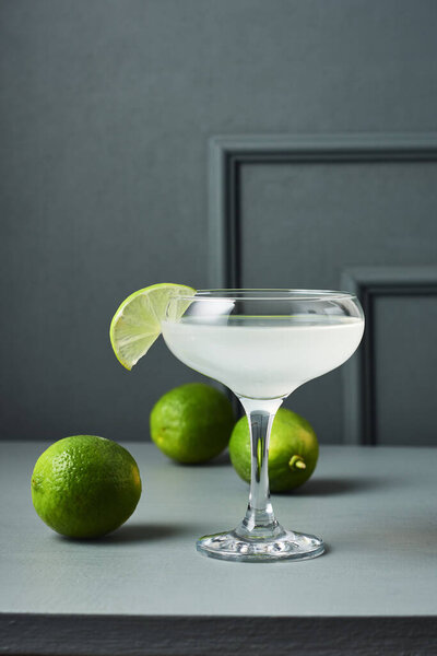 Daiquiri cocktail. Lime alcoholic drink in a glass.