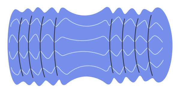 Сетчатый текстурированный пенопласт для тренировки, растяжения мышц, восстановления спины и позвоночника. Оборудование для тренировок на дому, аэробики, спортивных упражнений и фитнеса. Плоская изолированная векторная иллюстрация.