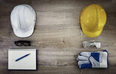 İşçi ekipmanları ve mühendislik araçları konsepti banner düz yatar