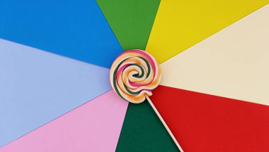 Girdap lolipop çok renkli arka plan minimalist kavramının düz uzantısı