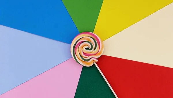 涡旋棒棒糖多色背景简约主义概念的平面布局 — 图库照片