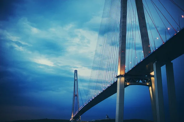 Мост,владивосток,небо,огни,море россия,приморский край — ストック写真
