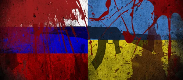 Ukrainische Russische Flagge — Stockfoto