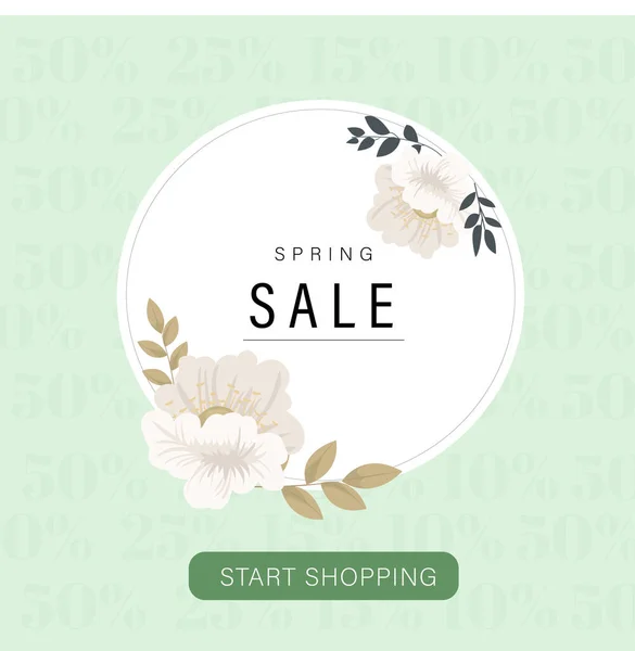 Cartaz Venda Primavera Com Flores Brancas — Vetor de Stock