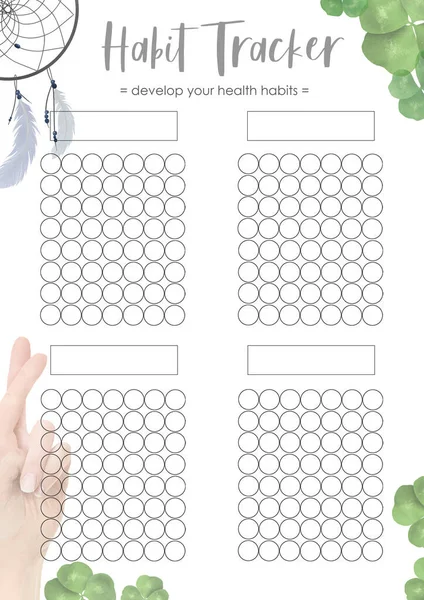 illustration design of habit tracker  with colorful flowers