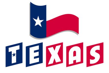 Yaratıcı bir tipografi tasarımı olan Teksas bayrağı. Arka plan posteri olarak ve ülkemi ya da ülkemi seviyorum gibi kavramlara vatanseverlik işareti olarak kullanılır..