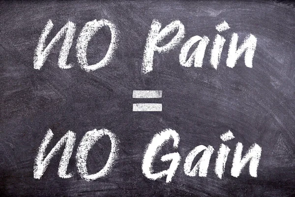 Pain Gain Quote Design Using Chalk Writing Style Black Board — 스톡 사진