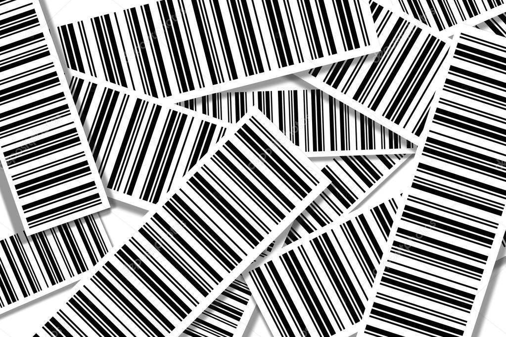 Barcode abstract art design using overlapping stripes in black and white colors. Used as a background poster for any Bar Code related concept like global security, tracking, scanning and encryption.