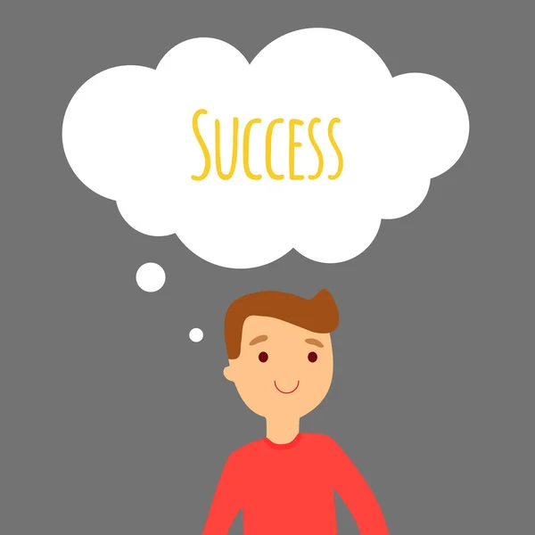 Genç adam başarı hakkında düşünüyor.