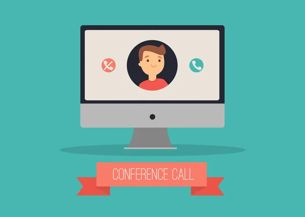 Conference call competer — Stock Vector