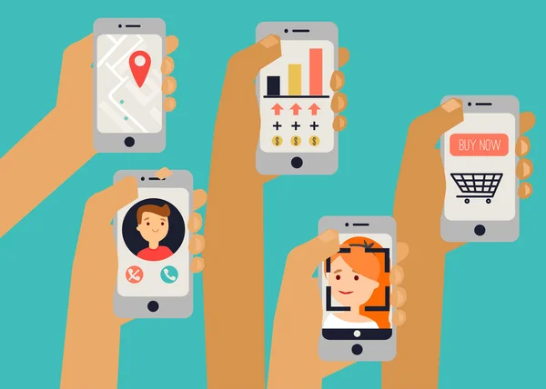 Ellerinde telefonları