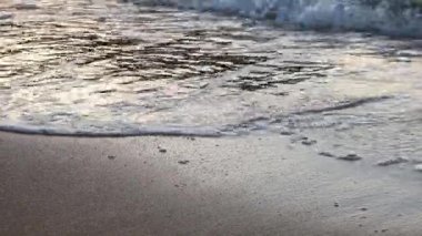 Dalgalar kıyıya vuruyor. Kıyı şeridi boyunca su hareketi