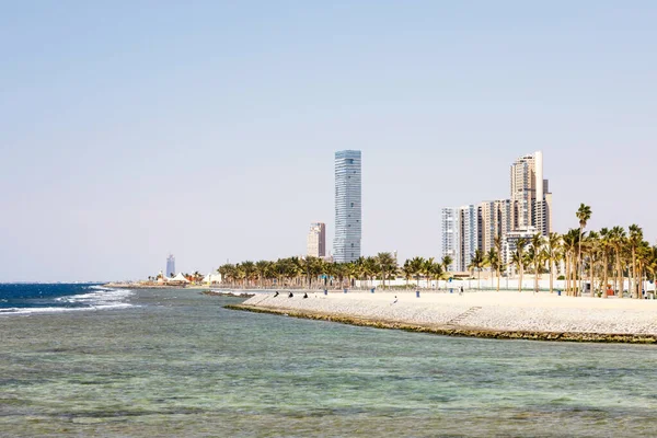 Skyline Corniche Promenade Tepi Laut Merah Pusat Kota Jeddah Arab — Stok Foto