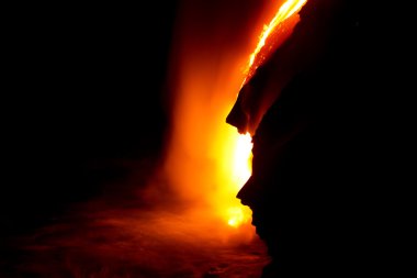 Lava flow at night clipart