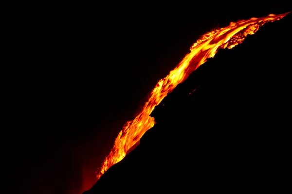 Lava flow at night — Stock Photo, Image