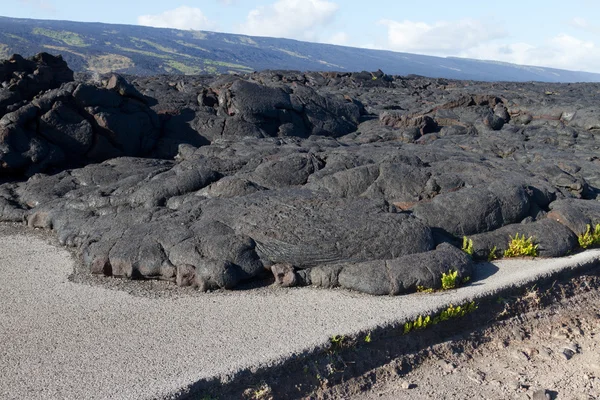 Lava blocked the road — Stock Photo, Image