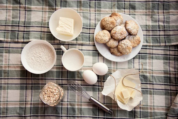 Ingredientes para hacer galletas de avena —  Fotos de Stock