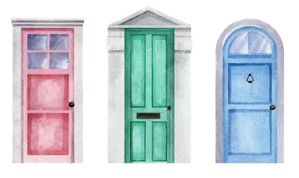 Set de puertas de acuarela. Elementos de la casa ilustración. — Foto de Stock