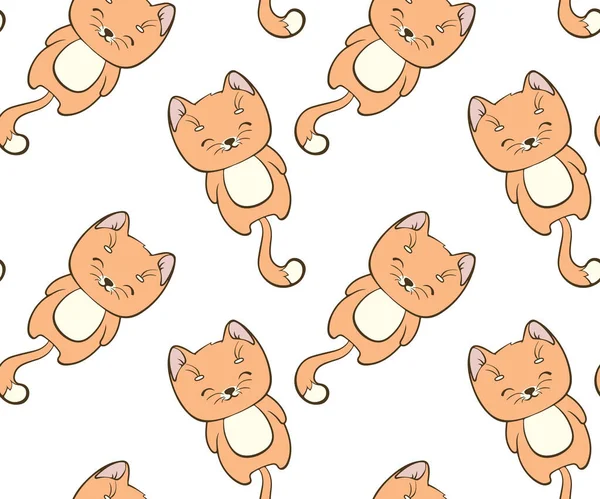 无缝儿的可爱猫图案 风格卡瓦伊风格 卡通动物病媒图解 — 图库矢量图片