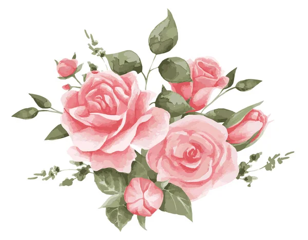 Векторна Ілюстрація Композиції Ніжних Троянд Рожеві Троянди Текстилю Декору Свят — стоковий вектор