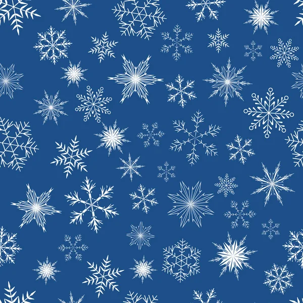 Vector Seamless Pattern White Snowflakes Blue Background Winter Illustration Decorating — Stock Vector