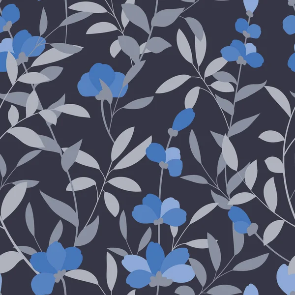Padrão sem costura com folhas de flores azuis. Textura em estilo plano para decorar papel, livros, capas, convites, tecido, papel de parede, etc. — Fotografia de Stock