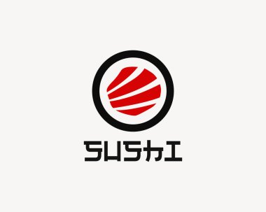 Vektör suşi logo kombinasyonu. Japon yemek ve yuvarlanma sembolü veya ikonu. Eşsiz deniz ürünleri logoti tasarım şablonu.
