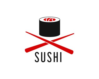 Vektör suşi logo kombinasyonu. Japon yemek ve yuvarlanma sembolü veya ikonu. Eşsiz deniz ürünleri logoti tasarım şablonu.