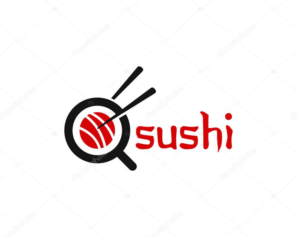 Vector sushi logo combination. Japanese food and roll symbol or icon. Unique seafood logotype design template.