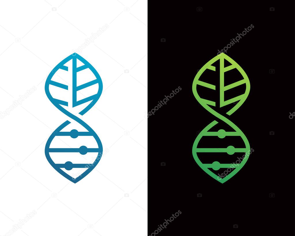 Abstract biotechnology water leaf dna drop logo design. gold energy, medicine, science, technology, laboratory, electronics logotype vector icon
