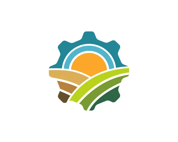 Modelo Logotipo Agricultura Paisagem Adequado Para Empresas Nomes Produtos Este — Vetor de Stock