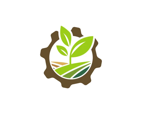 Modelo Logotipo Agricultura Paisagem Adequado Para Empresas Nomes Produtos Este — Vetor de Stock