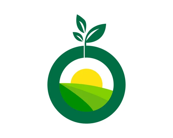 Szablon Logo Rolnictwa Krajobrazu Odpowiedni Dla Przedsiębiorstw Nazw Produktów Ten — Wektor stockowy