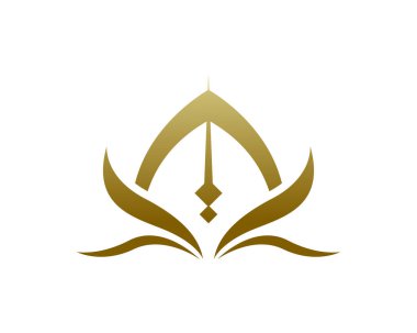 İzole edilmiş Beyaz Arkaplanda Modern İslami Cami ve Kuran Logosu