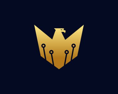 Eagle Tech Logo Şablonu Tasarım Vektörü, Amblem Tasarım Konsepti, Yaratıcı Sembol, Simge Simgesi, Simge